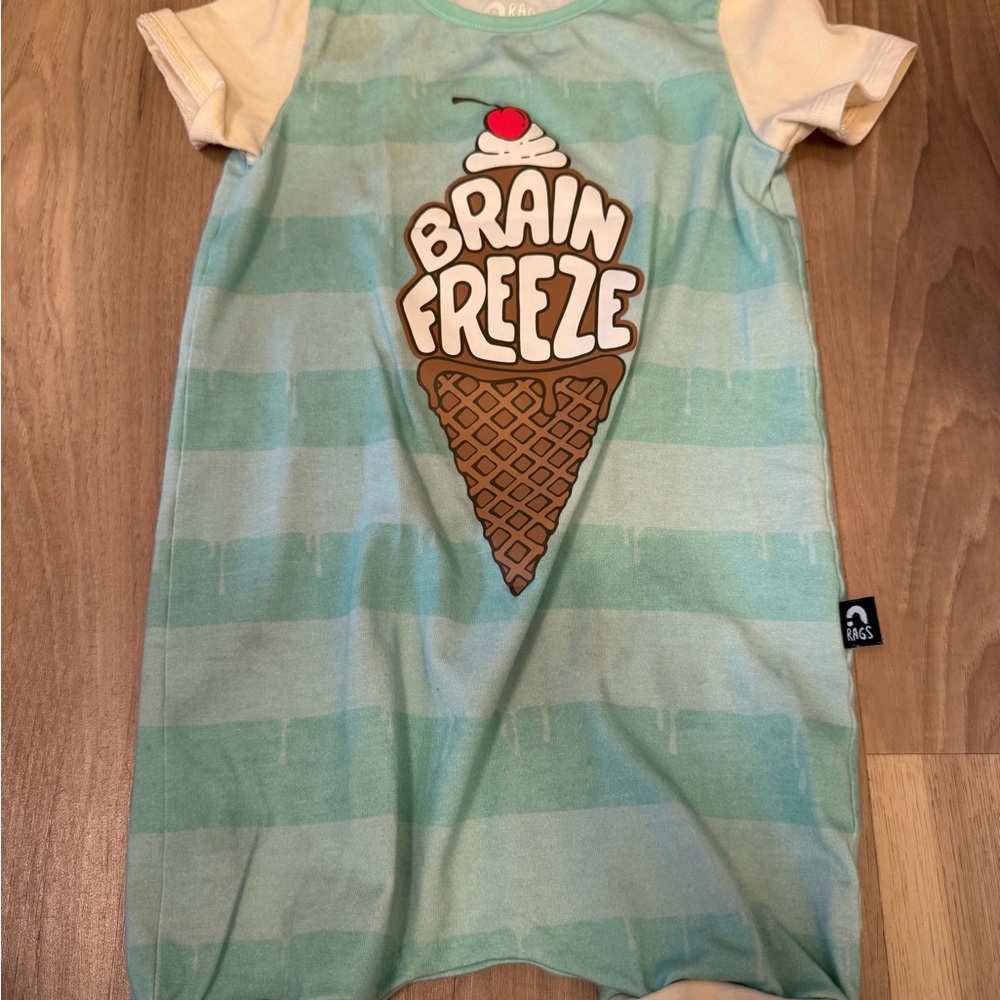 Brain Freeze Ice Cream Kids Tee - Aqua and Cream